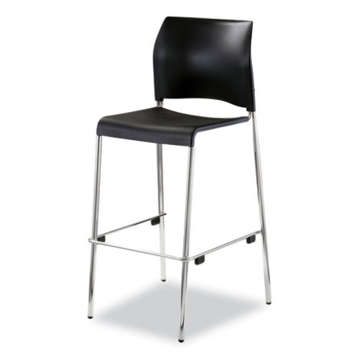 Picture of Cafetorium Bar Height Stool, Supports Up to 500lb, 31" Seat Height, Black Seat, Black Back, Chrome Base,Ships in 1-3 Bus Days