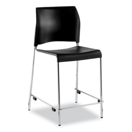 Picture of Cafetorium Counter Height Stool, Supports Up to 300 lb, 24" Seat Height, Black Seat/Back, Chrome Base, Ships in 1-3 Bus Days