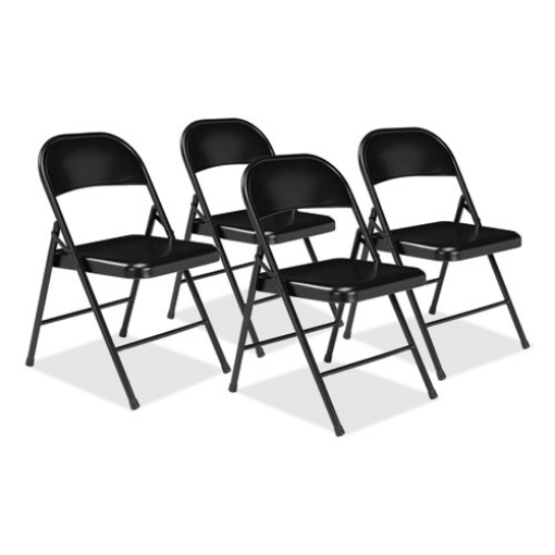 Picture of 900 Series All-Steel Folding Chair, Supports 250lb, 17.75" Seat Height, Black Seat/Back/Base, 4/CT,Ships in 1-3 Business Days