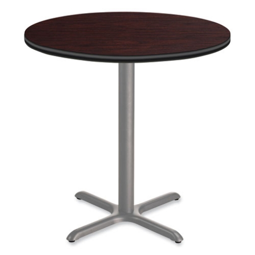 Picture of Cafe Table, 36" Diameter x 42h, Round Top/X-Base, Mahogany Top, Gray Base, Ships in 7-10 Business Days