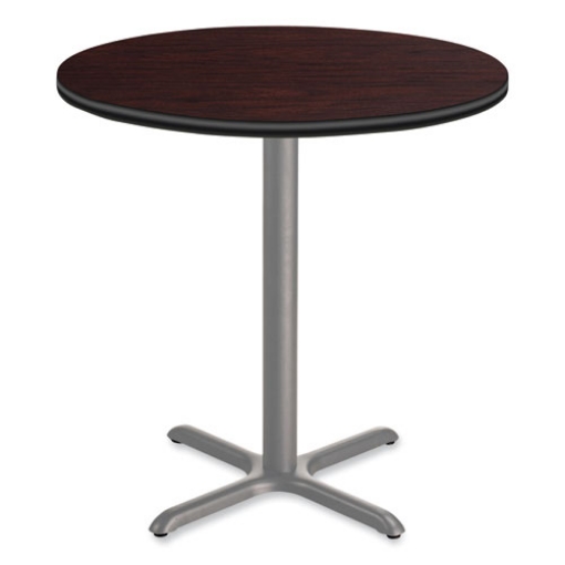 Picture of Cafe Table, 36" Diameter x 36h, Round Top/X-Base, Mahogany Top, Gray Base, Ships in 7-10 Business Days