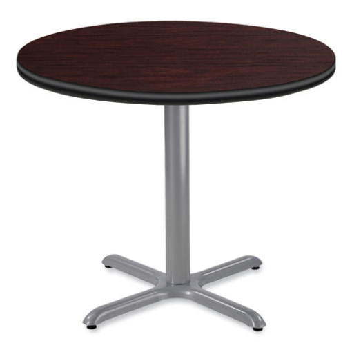 Picture of Cafe Table, 36" Diameter x 30h, Round Top/X-Base, Mahogany Top, Gray Base, Ships in 7-10 Business Days