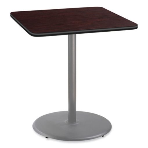 Picture of Cafe Table, 36w x 36d x 42h, Square Top/Round Base, Mahogany Top, Gray Base, Ships in 7-10 Business Days