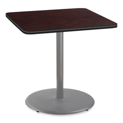 Picture of Cafe Table, 36w x 36d x 36h, Square Top/Round Base, Mahogany Top, Gray Base, Ships in 7-10 Business Days