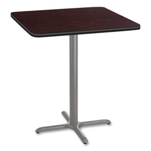 Picture of Cafe Table, 36w x 36d x 42h, Square Top/X-Base, Mahogany Top, Gray Base, Ships in 7-10 Business Days