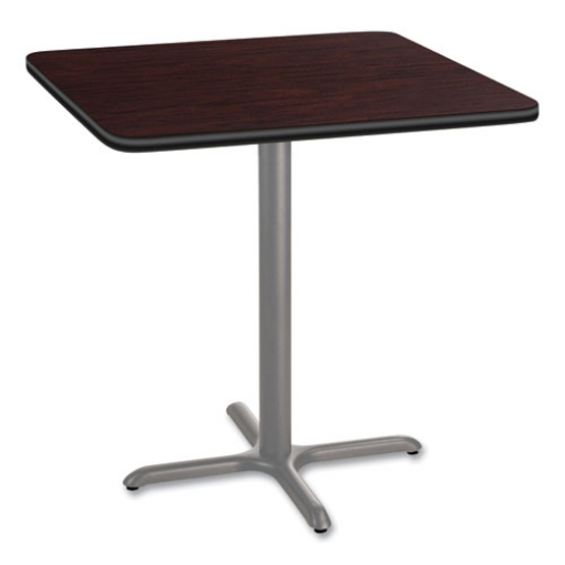 Picture of Cafe Table, 36w x 36d x 36h, Square Top/X-Base, Mahogany Top, Gray Base, Ships in 7-10 Business Days