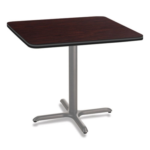 Picture of Cafe Table, 36w x 36d x 30h, Square Top/X-Base, Mahogany Top, Gray Base, Ships in 7-10 Business Days