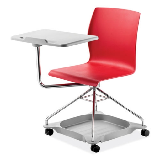 Picture of CoGo Mobile Tablet Chair, Supports Up to 440 lb, 18.75" Seat Height, Red Seat/Back, Chrome Frame, Ships in 1-3 Business Days