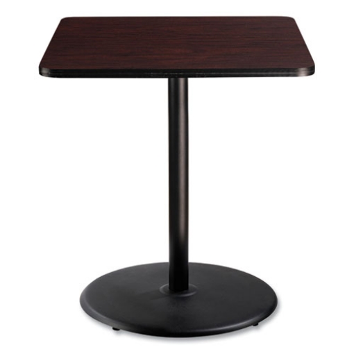 Picture of Cafe Table, 36w x 36d x 42h, Square Top/Round Base, Mahogany Top, Black Base, Ships in 7-10 Business Days