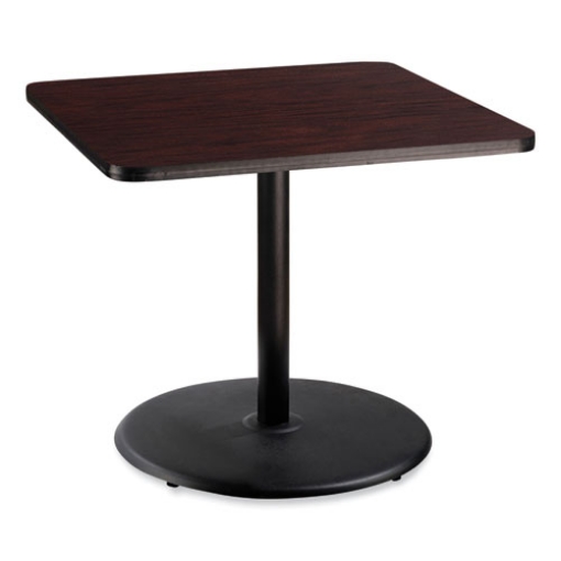 Picture of Cafe Table, 36w x 36d x 30h, Square Top/Round Base, Mahogany Top, Black Base, Ships in 7-10 Business Days