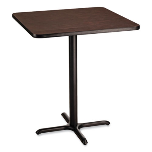 Picture of Cafe Table, 36w x 36d x 42h, Square Top/X-Base, Mahogany Top, Black Base, Ships in 7-10 Business Days