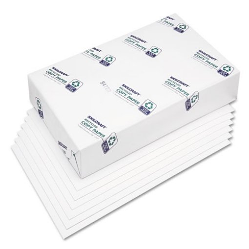 Picture of 7530010338891 SKILCRAFT Xerographic Paper, 92 Bright, 3-Hole Punch, 20 lb Bond Weight, 8.5 x 11, White, 500/Ream, 10 Reams/CT