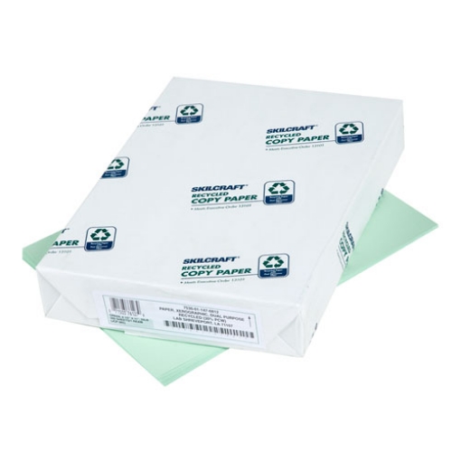 Picture of 7530011476812 SKILCRAFT Colored Copy Paper, 20 lb Bond Weight, 8.5 x 11, Green, 500 Sheets/Ream, 10 Reams/Carton