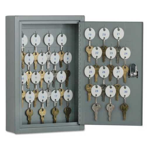 Picture of 7125011515435 SKILCRAFT Locking Key Cabinet, 30-Key, Steel, Gray, 8 x 2.63 x 12.25