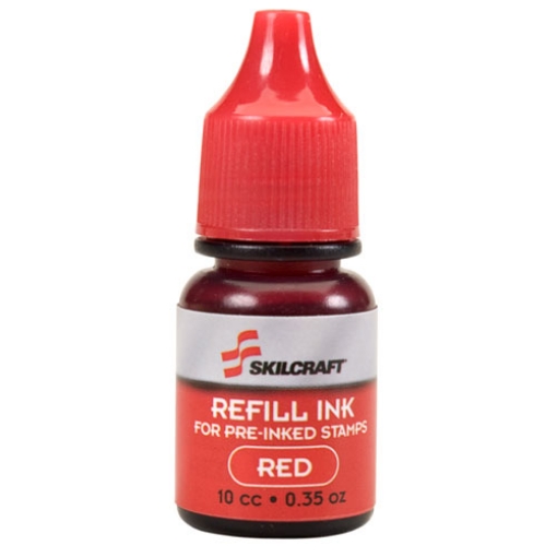 Picture of 7510012073960 SKILCRAFT AccuStamp Refill Ink, 0.35 oz Bottle, Red