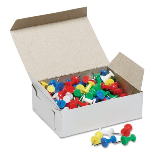 Picture of 7510012073978 SKILCRAFT Color Push Pins, Plastic, Assorted, 0.38", 100/Box