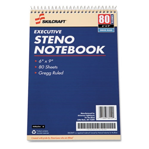 Picture of 7530002237939 Skilcraft Executive Steno Notepad, Gregg Rule, 80 White 6 X 9 Sheets, 12/pack