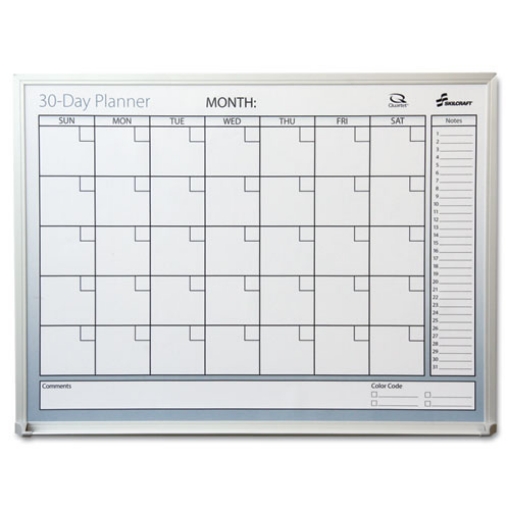 Picture of 7520012239896 SKILCRAFT Quartet Dry Erase 30-Day Planner, 36 x 24, White Surface, Aluminum Frame