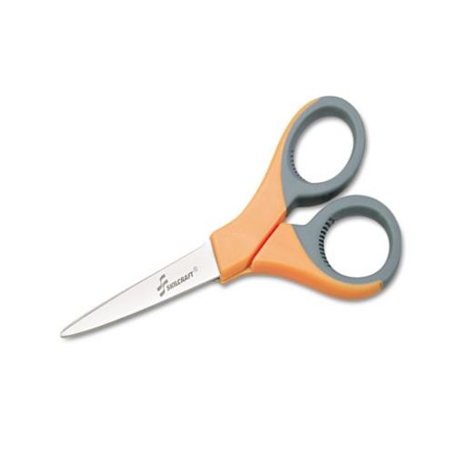 Picture of 5110012414375 Skilcraft Scissors, Pointed Tip, 6.5" Long, 3" Cut Length, Orange/gray Offset Handle