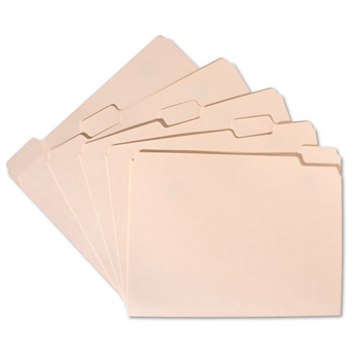 Picture of 7530002815941 SKILCRAFT Manila File Folder, 1/5-Cut Tabs: Assorted, Letter Size, 0.75" Expansion, Manila, 100/Box