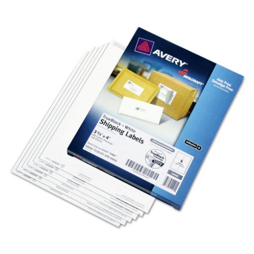 Picture of 7530013494464 Skilcraft Laser Labels, Label Printers, 3.33 X 4, White, 6/sheet, 100 Sheets/box