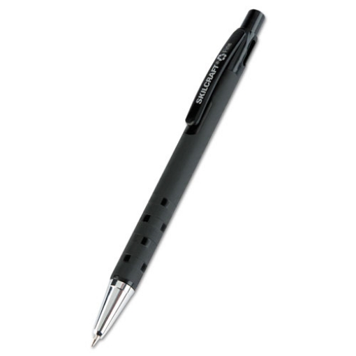 Picture of 7520013527309 Skilcraft Rubberized Ballpoint Pen, Retractable, Fine 0.7 Mm, Black Ink, Black Barrel, Dozen