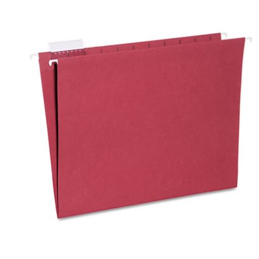 Picture of 7530013649500 SKILCRAFT Hanging File Folder, Letter Size, 1/5-Cut Tabs, Red, 25/Box