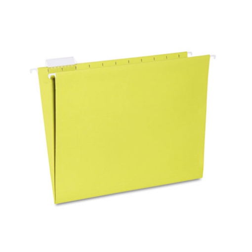 Picture of 7530013649501 SKILCRAFT Hanging File Folder, Letter Size, 1/5-Cut Tabs, Yellow, 25/Box