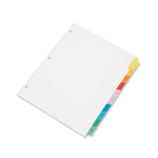 Picture of 7530013683489 Skilcraft Multiple Index Sheets, 10-Tab, 1 To 10, 11 X 8.5, White, 1 Set