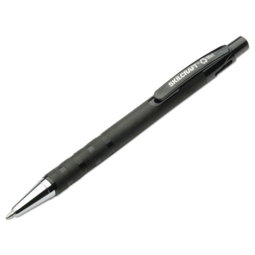 Picture of 7520013687771 Skilcraft Rubberized Ballpoint Pen, Retractable, Medium 1 Mm, Black Ink, Black Barrel, Dozen