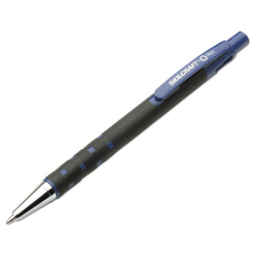 Picture of 7520013687772 Skilcraft Rubberized Ballpoint Pen, Retractable, Medium 1 Mm, Blue Ink, Black Barrel, Dozen