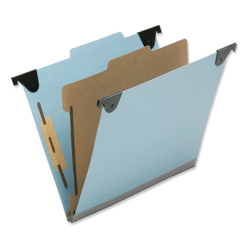 Picture of 7530013723102 SKILCRAFT Hanging Classification Folders, Letter Size, 1 Divider, 2/5-Cut Exterior Tabs, Light Blue, 10/Box
