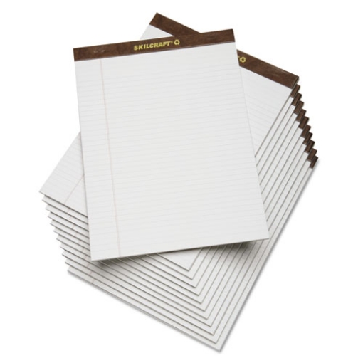 Picture of 7530013723108 Skilcraft Legal Pads, Wide/legal Rule, Brown Leatherette Headband, 50 White 8.5 X 11.75 Sheets, Dozen