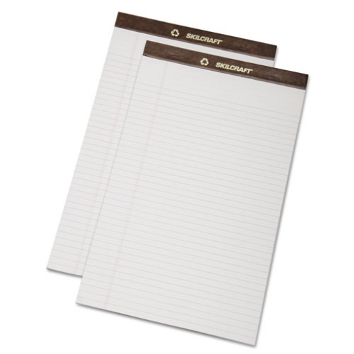 Picture of 7530013723109 Skilcraft Legal Pads, Wide/legal Rule, Brown Leatherette Headband, 50 White 8.5 X 14 Sheets, Dozen