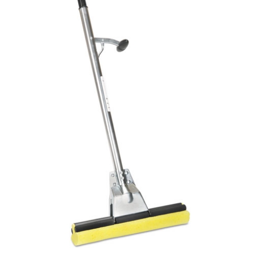 Picture of Skilcraft Industrial Steel Mop, 12" Wide Yellow Cellulose Head, 52" Sliver Steel Handle