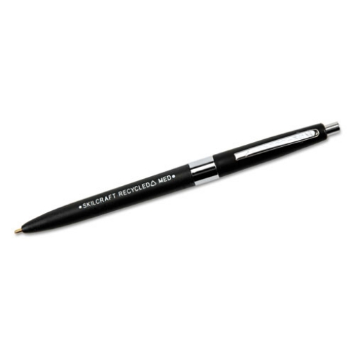 Picture of 7520013861604 Skilcraft Recycled Ballpoint Pen, Retractable, Medium 1 Mm, Black Ink, Black Barrel, Dozen