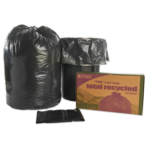 Picture of 8105013862399, Skilcraft Recycled Content Trash Can Liners, 60 Gal, 1.5 Mil, 38" X 60", Black/brown, 100/carton