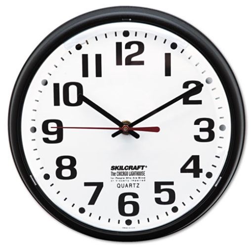 Picture of 6645013897958 Skilcraft Slimline Quartz Wall Clock, 9.2" Overall Diameter, Black Case, 1 Aa (sold Separately)