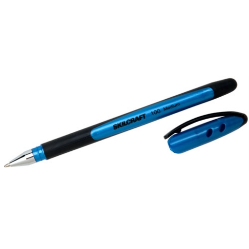 Picture of 7520014220313 Skilcraft 100 Ballpoint Pen, Stick, Medium 1 Mm, Blue Ink, Blue Barrel, Dozen