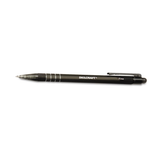 Picture of 7520014220315 Skilcraft Clean Click Ballpoint Pen, Retractable, Fine 0.7 Mm, Black Ink, Black Barrel, Dozen