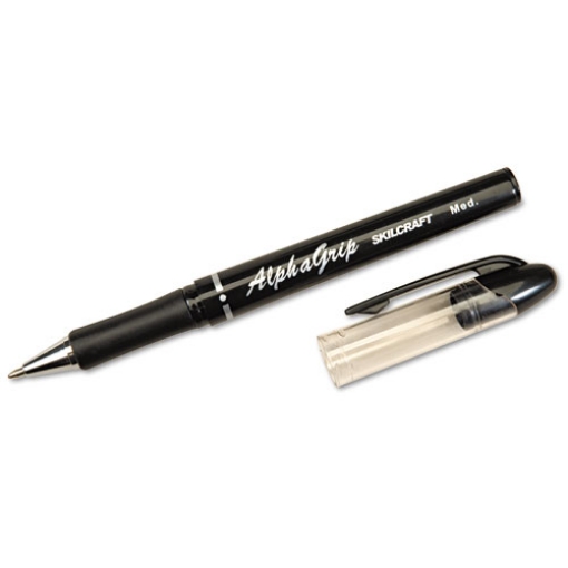 Picture of 7520014244875 Skilcraft Alphagrip Ballpoint Pen, Stick, Medium 1 Mm, Black Ink, Black Barrel, Dozen