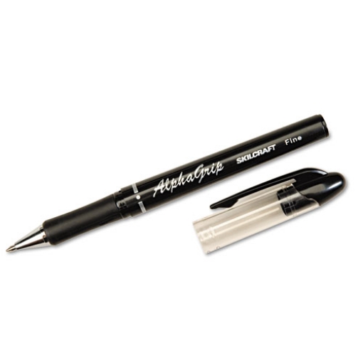 Picture of 7520014244884 Skilcraft Alphagrip Ballpoint Pen, Stick, Fine 0.7 Mm, Black Ink, Black Barrel, Dozen