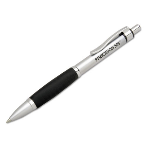 Picture of 7520014457237 Skilcraft Precision 305 Ballpoint Pen, Retractable, Fine 0.7 Mm, Black Ink, Silver Barrel, Dozen