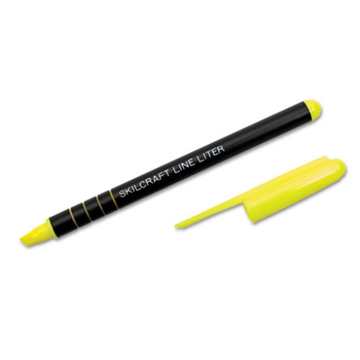 Picture of 7520014512272 Skilcraft Line Liter Highlighter, Fluorescent Yellow Ink, Chisel Tip, Black/yellow Barrel, Dozen