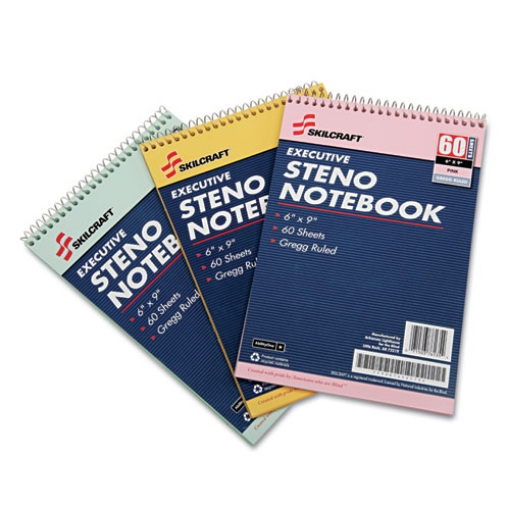 Picture of 7530014545702 Skilcraft Steno Pad, Gregg Rule, Assorted Cover Colors, 60 Assorted 6 X 9 Sheets, 3/pack