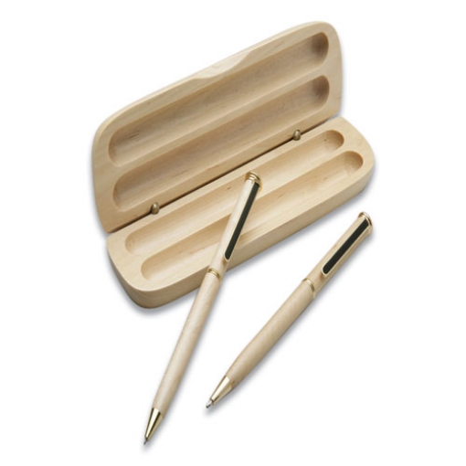 Picture of 7520014583932 Skilcraft Imperial Ballpoint Pen/pencil Set, Retractable, Medium 0.5 Mm, Black Ink, Tri-Wood Barrel