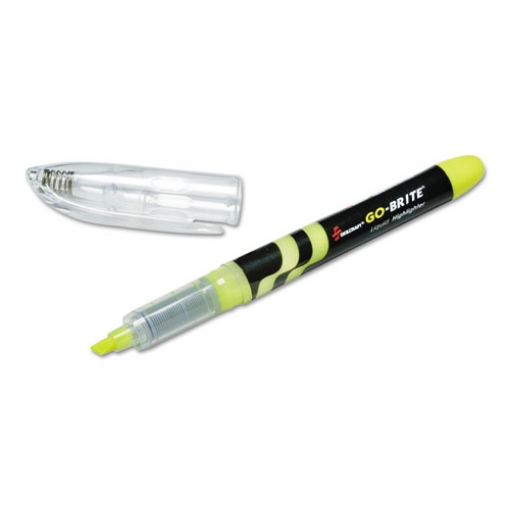 Picture of 7520014612662 Skilcraft Go-Brite Liquid Highlighters, Fluorescent Yellow Ink, Chisel Tip, Black/yellow/clear Barrel, 6/pack