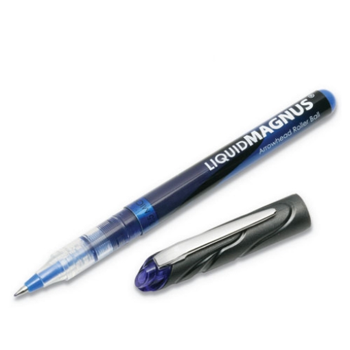 Picture of 7520014612663 SKILCRAFT Liquid Magnus Hybrid Gel Pen, Stick, Extra-Fine 0.5 mm, Blue Ink, Clear/Blue Barrel, Dozen