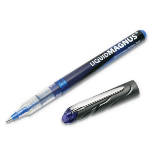 Picture of 7520014612665 SKILCRAFT Liquid Magnus Hybrid Gel Pen, Stick, Fine 0.7 mm, Blue Ink, Clear/Blue Barrel, Dozen