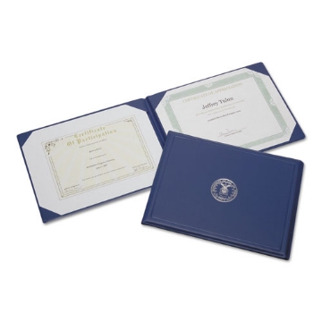 Picture of 7510004822994 SKILCRAFT Award Certificate Binder, 8.5 x 11, Navy Seal, Blue/Gold